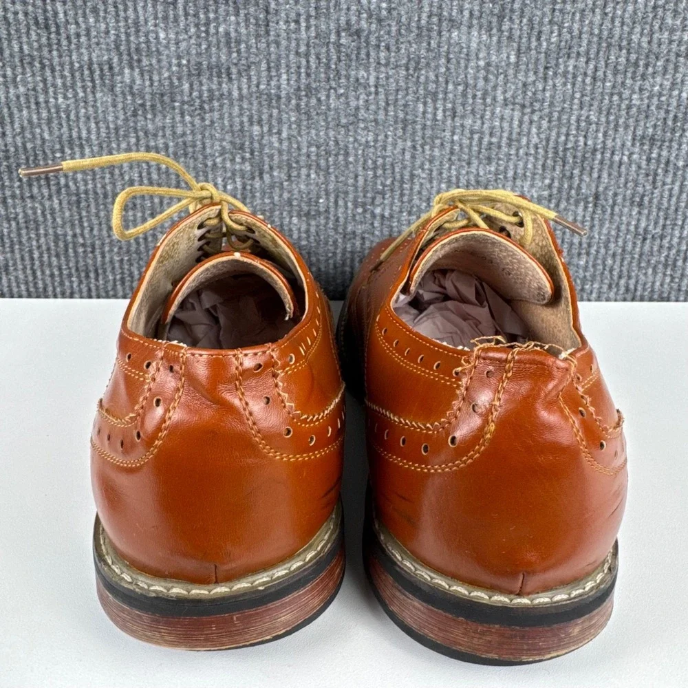 Bruno Marc Mens Cognac Brown Wingtip Brogue Oxford Dress Shoes Lace Up Size 11‎